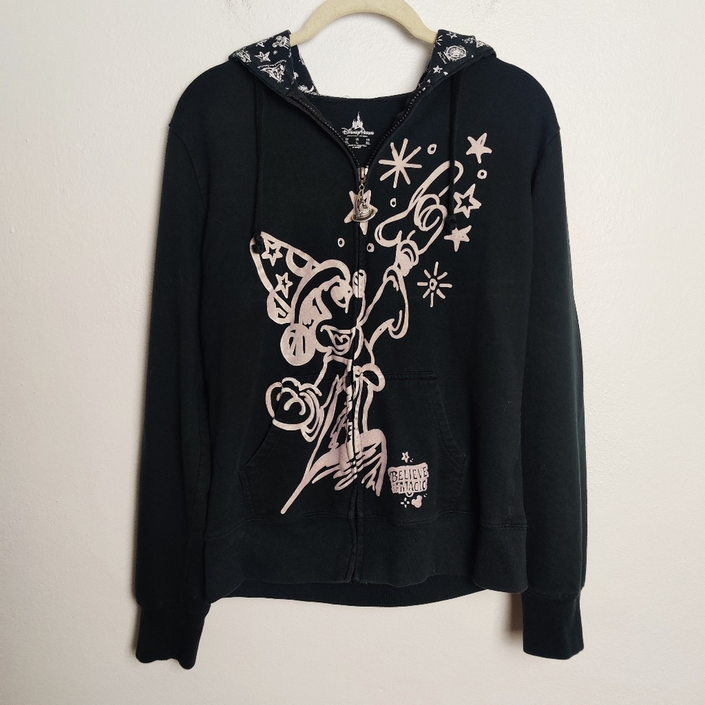 Disney Parks Disneyland Believe In Magic Full Zip Up Hoodie Black Large L